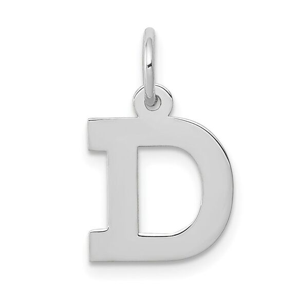 10k White Gold Small Block Initial D Charm - Picture 1 of 2